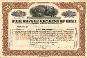 Ohio Copper Co. of Utah - Stock Certificate